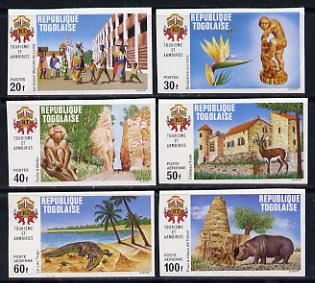 Togo 1971 Tourism set of 6 imperf from limited printing unmounted mint as SG 821-6, stamps on animals, stamps on flowers, stamps on reptiles, stamps on tourism, stamps on apes