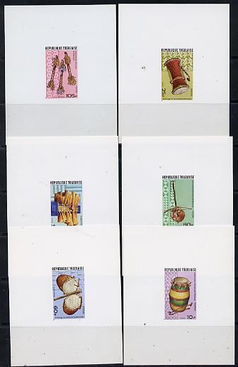 Togo 1977 Musical Instruments set of 6 individual imperf deluxe sheets unmounted mint as SG 1185-90, stamps on music, stamps on musical instruments