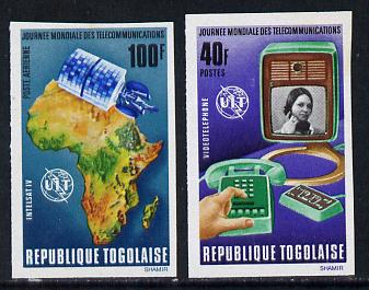 Togo 1972 World Telecommunications Day set of 2 imperf from limited printing unmounted mint as SG 884-5, stamps on communications, stamps on telephones, stamps on maps