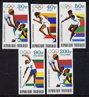 Togo 1972 Olympic Games, Munich set of 5 imperf from limited printing unmounted mint as SG 887-91, stamps on , stamps on  stamps on olympics, stamps on  stamps on sport, stamps on  stamps on basketball, stamps on  stamps on running, stamps on  stamps on discus, stamps on  stamps on  gym , stamps on  stamps on gymnastics, stamps on  stamps on 