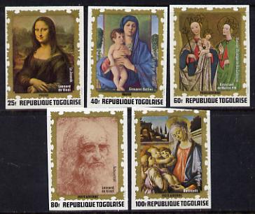 Togo 1972 Famous Paintings set of 5 imperf from limited printing unmounted mint as SG 905-9, stamps on arts, stamps on leonardo, stamps on da vinci, stamps on bellini, stamps on botticelli