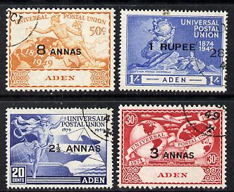 Aden 1949 KG6 75th Anniversary of Universal Postal Union set of 4 cds used, SG32-35, stamps on , stamps on  stamps on , stamps on  stamps on  upu , stamps on  stamps on  kg6 , stamps on  stamps on 