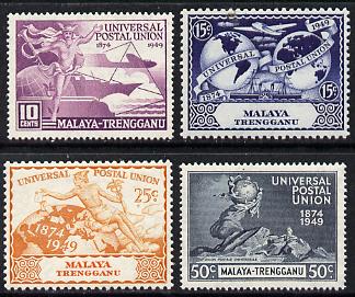 Malaya - Trengganu 1949 KG6 75th Anniversary of Universal Postal Union set of 4 mounted mint, SG 63-66, stamps on , stamps on  upu , stamps on  kg6 , stamps on 