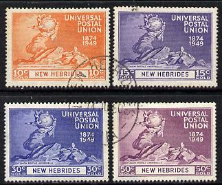 New Hebrides - English 1949 KG6 75th Anniversary of Universal Postal Union set of 4 cds used SG 64-67, stamps on , stamps on  stamps on , stamps on  stamps on  upu , stamps on  stamps on  kg6 , stamps on  stamps on 