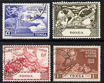 Tonga 1949 KG6 75th Anniversary of Universal Postal Union set of 4 cds used, SG 88-91, stamps on , stamps on  upu , stamps on  kg6 , stamps on 
