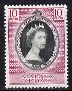 Malaya - Kedah 1953 Coronation 10c unmounted mint SG 91, stamps on , stamps on  stamps on coronation, stamps on  stamps on royalty