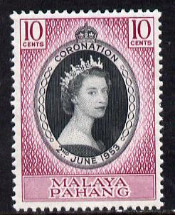 Malaya - Pahang 1953 Coronation 10c unmounted mint SG 74, stamps on coronation, stamps on royalty