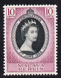 Malaya - Perlis 1953 Coronation 10c unmounted mint SG 28, stamps on , stamps on  stamps on coronation, stamps on  stamps on royalty