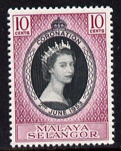 Malaya - Selangor 1953 Coronation 10c unmounted mint SG 115, stamps on , stamps on  stamps on coronation, stamps on  stamps on royalty