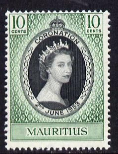 Mauritius 1953 Coronation 10c unmounted mint SG 291