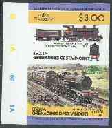 St Vincent - Bequia 1984 Locomotives #2 (Leaders of the World) $3.00 (4-4-0 George the Fifth) imperf se-tenant pair unmounted mint*, stamps on railways