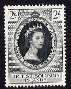 Solomon Islands 1953 Coronation 2d unmounted mint SG 81, stamps on , stamps on  stamps on coronation, stamps on  stamps on royalty