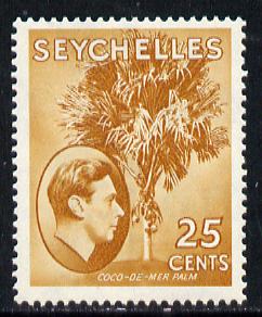 Seychelles 1938-49 KG6 Coco Palm 25c brown-olive mtd mint SG141, stamps on . kg6 , stamps on 