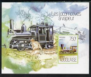 Togo 2013 Locomotives - Atlas 0-8-8 imperf deluxe sheet unmounted mint. Note this item is privately produced and is offered purely on its thematic appeal, stamps on , stamps on  stamps on railways