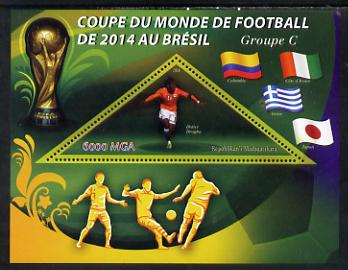 Madagascar 2014 Football World Cup in Brazil - Group C perf triangular shaped souvenir sheet unmounted mint, stamps on , stamps on  stamps on football, stamps on  stamps on triangular, stamps on  stamps on shaped