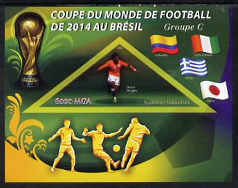 Madagascar 2014 Football World Cup in Brazil - Group C imperf triangular shaped souvenir sheet unmounted mint, stamps on football, stamps on triangular, stamps on shaped