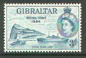 Gibraltar 1954 Royal Visit (Liner Saturnia) unmounted mint SG 159*, stamps on , stamps on  stamps on royalty, stamps on royal visit, stamps on  stamps on ships