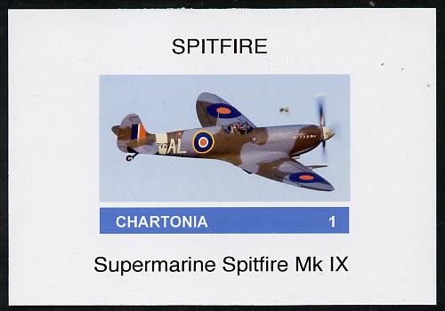 Chartonia (Fantasy) Spitfire Mk IX imperf deluxe sheet on glossy card unmounted mint, stamps on aviation, stamps on spitfire