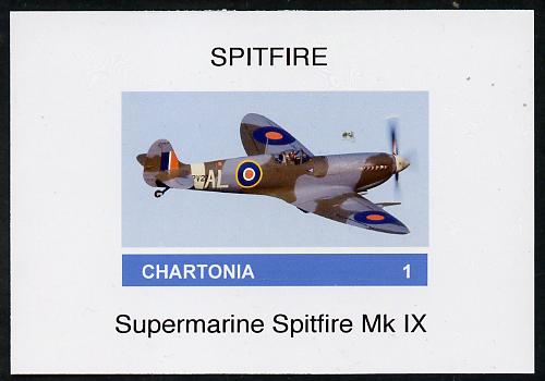 Chartonia (Fantasy) Spitfire Mk IX imperf deluxe sheet on glossy card unmounted mint, stamps on , stamps on  stamps on aviation, stamps on  stamps on spitfire