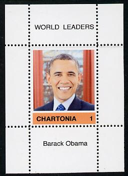 Chartonia (Fantasy) World Leaders - Barack Obama perf deluxe sheet on thin glossy card unmounted mint, stamps on personalities, stamps on nobel, stamps on peace, stamps on usa presidents, stamps on americana, stamps on masonics, stamps on masonry, stamps on obama, stamps on scouts