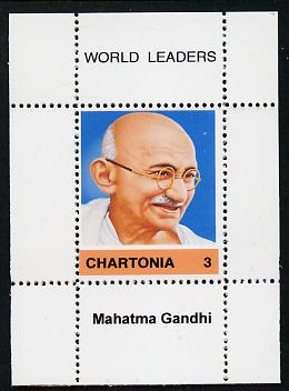 Chartonia (Fantasy) World Leaders - Mahatma Gandhi perf deluxe sheet on thin glossy card unmounted mint, stamps on personalities, stamps on gandhi, stamps on constitutions