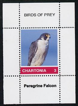 Chartonia (Fantasy) Birds of Prey - Peregrine Falcon perf deluxe sheet on thin glossy card unmounted mint