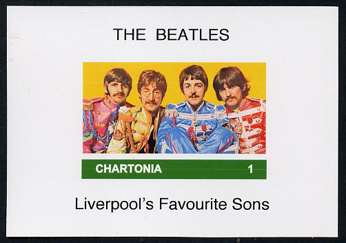 Chartonia (Fantasy) The Beatles imperf deluxe sheet on glossy card unmounted mint, stamps on , stamps on  stamps on personalities, stamps on  stamps on beatles, stamps on  stamps on pops, stamps on  stamps on music, stamps on  stamps on rock