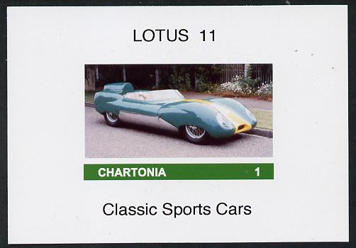 Chartonia (Fantasy) Classic Sports cars - Lotus 11 imperf deluxe sheet on glossy card unmounted mint, stamps on , stamps on  stamps on cars, stamps on  stamps on lotus