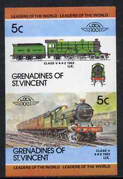 St Vincent - Grenadines 1984 Locomotives #2 (Leaders of the World) 5c (4-4-2 Class V) se-tenant proof pair as issued but imperforate (as SG 313a) unmounted mint, stamps on , stamps on  stamps on railways