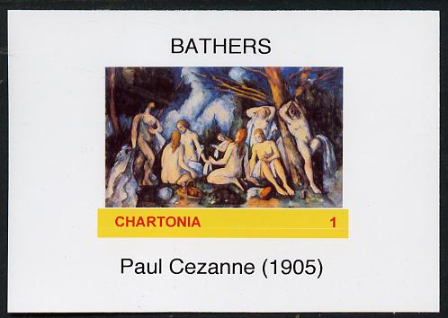 Chartonia (Fantasy) Bathers by Paul Cezanne imperf deluxe sheet on glossy card unmounted mint