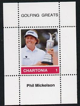 Chartonia (Fantasy) Golfing Greats - Phil Mickelson perf deluxe sheet on thin glossy card unmounted mint, stamps on , stamps on  stamps on sport, stamps on  stamps on golf