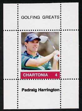 Chartonia (Fantasy) Golfing Greats - Padraig Harrington perf deluxe sheet on thin glossy card unmounted mint, stamps on sport, stamps on golf