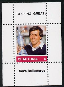 Chartonia (Fantasy) Golfing Greats - Seve Ballesteros perf deluxe sheet on thin glossy card unmounted mint, stamps on sport, stamps on golf