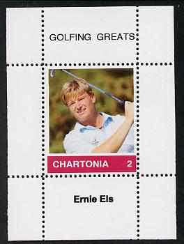 Chartonia (Fantasy) Golfing Greats - Ernie Els perf deluxe sheet on thin glossy card unmounted mint, stamps on sport, stamps on golf