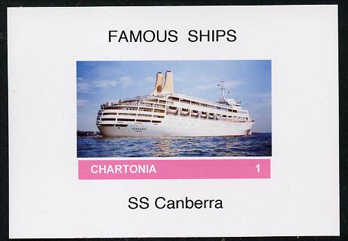 Chartonia (Fantasy) Famous Ships - SS Canberra imperf deluxe sheet on glossy card unmounted mint, stamps on ships, stamps on 
