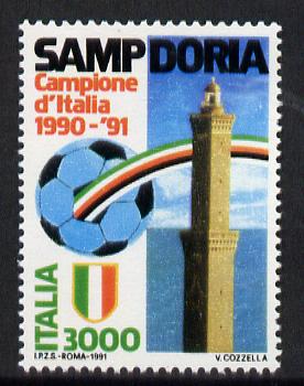 Italy 1991 Sampdoria Football Championship 3000L unmounted mint SG 2128, stamps on , stamps on  stamps on football