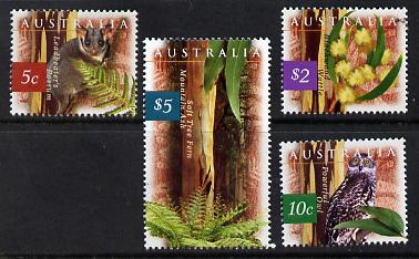 Australia 1996 Fauna & Flora (1st series) set of 4 unmounted mint, SG 1622-25, stamps on possum, stamps on animals, stamps on owls, stamps on birds of prey, stamps on trees