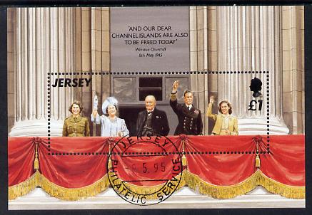 Jersey 1995 50th Anniversary of Liberation m/sheet fine cto used SG MS706, stamps on , stamps on  stamps on royalty, stamps on  stamps on churchill, stamps on  stamps on  ww2 , stamps on  stamps on 