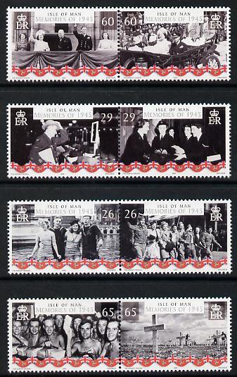 Isle of Man 2005 60th Anniversary of End of World War 2 perf set of 8 (4 se-tenant pairs) unmounted mint SG 1208-15, stamps on , stamps on  stamps on personalities, stamps on  stamps on churchill, stamps on  stamps on constitutions, stamps on  stamps on  ww2 , stamps on  stamps on masonry, stamps on  stamps on masonics, stamps on  stamps on 