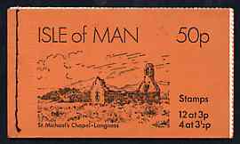 Isle of Man 1974 St Michael's Chapel 50p Booklet (yellow cover) complete and pristine, SG SB7, stamps on , stamps on  stamps on churches