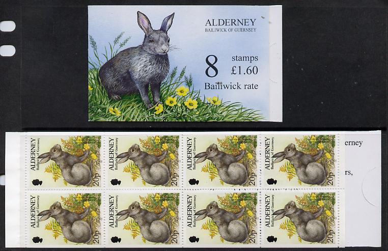 Guernsey - Alderney 1998 Flora & Fauna £1.60 booklet complete & fine SG ASB5, stamps on animals, stamps on rabbits, stamps on flowers