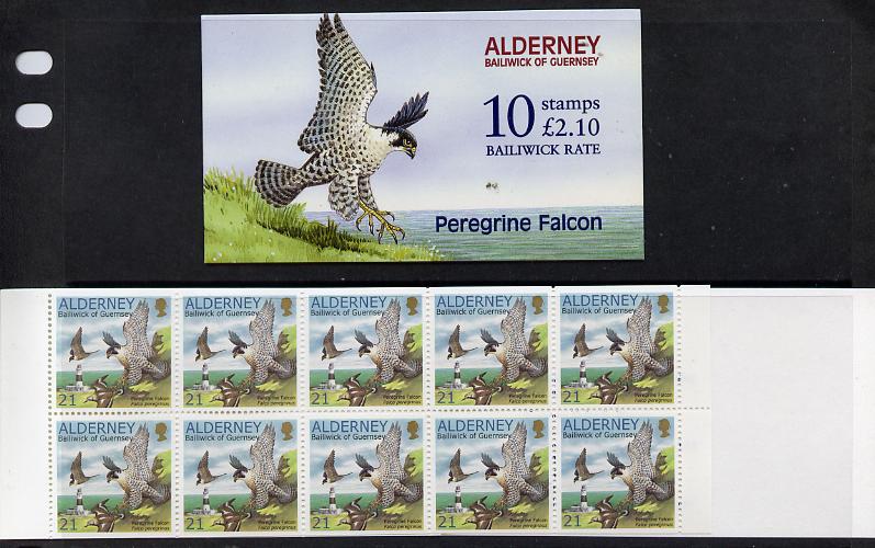 Guernsey - Alderney 2000 Peregrine Falcon £2.10 booklet complete & fine SG ASB8, stamps on birds, stamps on  wwf , stamps on birds of prey, stamps on falcons