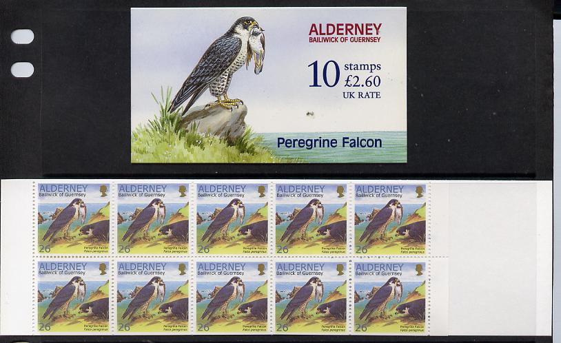 Guernsey - Alderney 2000 Peregrine Falcon £2.60 booklet complete & fine SG ASB9, stamps on birds, stamps on  wwf , stamps on birds of prey, stamps on falcons