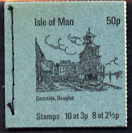 Booklet - Isle of Man 1973 Quayside, Douglas 50p booklet (grey-green cover) complete and fine, SG SB4a, stamps on , stamps on  stamps on birds, stamps on  stamps on  wwf , stamps on  stamps on birds of prey, stamps on  stamps on falcons