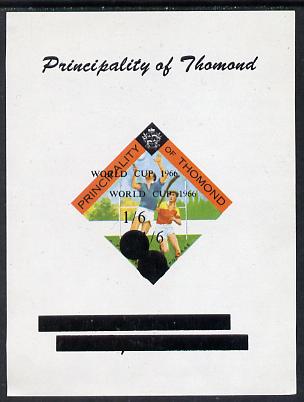Thomond 1963 Hurling 3d (Diamond-shaped) deluxe sheet surcharged 1s6d World Cup 1966 with overprint & surcharge doubled unmounted mint, stamps on hurling, stamps on football