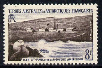 French Southern & Antarctic Territories 1956-60 Kerguelen  Fur Seal 8f unmounted mint SG 9, stamps on , stamps on  stamps on polar, stamps on  stamps on seals