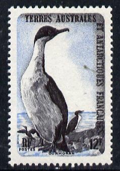 French Southern & Antarctic Territories 1956-60 Kerguelen Cormorants 12f unmounted mint SG 11, stamps on polar, stamps on birds