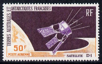 French Southern & Antarctic Territories 1966 Launching of Satellite D1 50f unmounted mint SG 42, stamps on polar, stamps on satellites