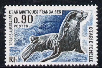 French Southern & Antarctic Territories 1976 Kerguelen Fur Seal 90c unmounted mint SG 100, stamps on polar, stamps on seals