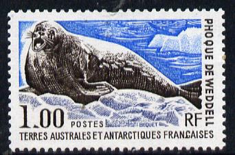 French Southern & Antarctic Territories 1976 Weddell Seal 1f unmounted mint SG 101, stamps on , stamps on  stamps on polar, stamps on  stamps on seals